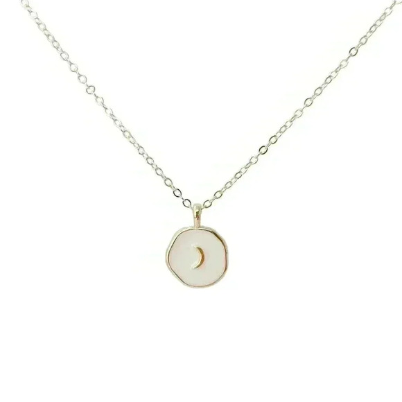 Crescent moon gold coin necklace celestial minimalist jewelry - Picture 4 of 12